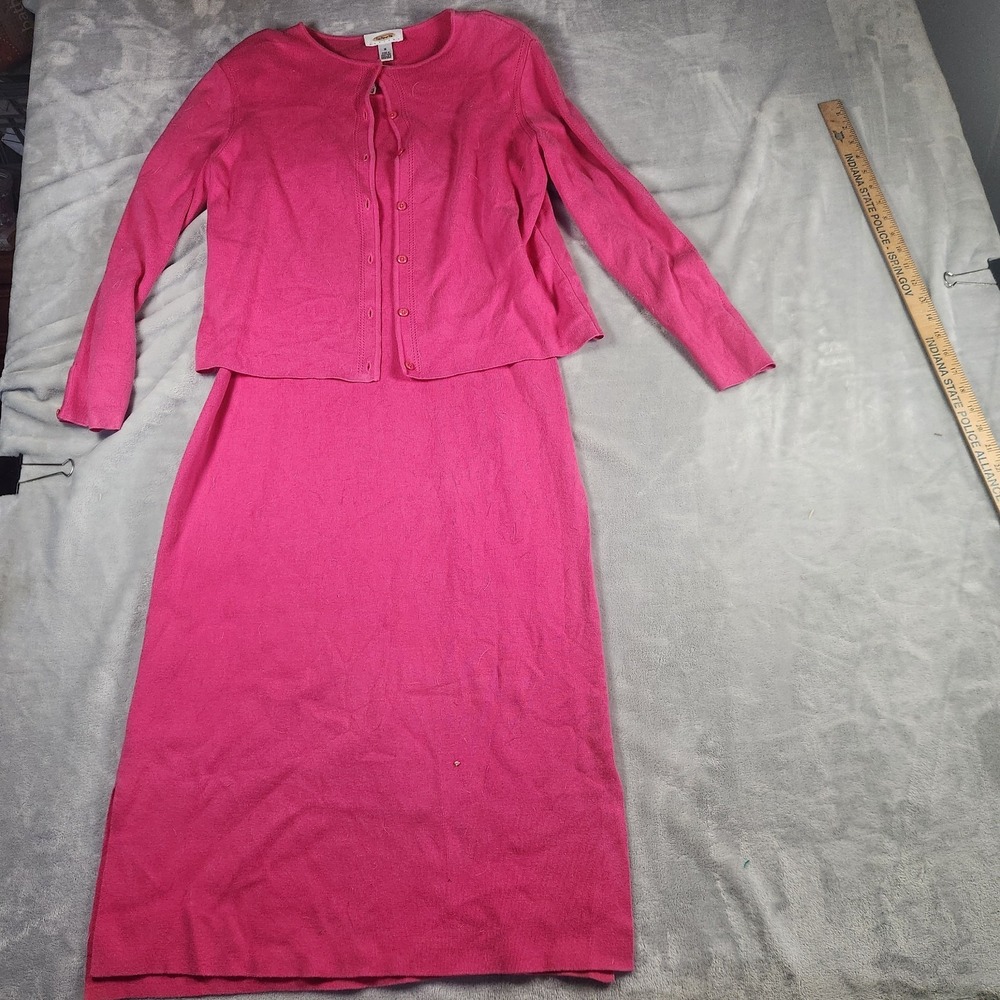 Talbots Pink Maxi Dress Cardigan Set Med Long Elegant Classic Travel Capsule